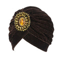 Decou Twist Pleated Hair Wrap Stretch Turban 0545 - color: Brown