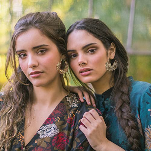 Boho Earrings for Women Trendy Gold Dangle Earrings Vintage Bohemian Indian Country Jewelry Gifts Boho Dress Chic Clothing - color: D1:4pairs boho earrings