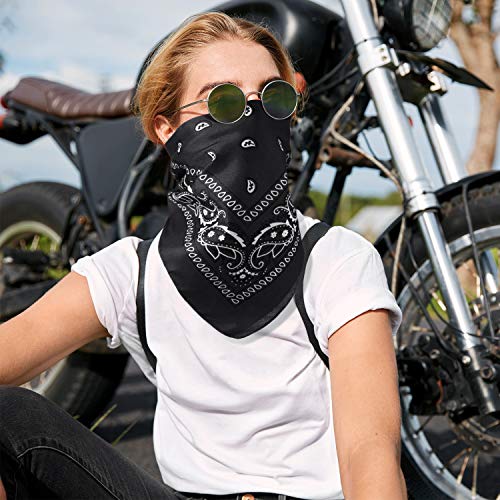 Blulu 12 Pack Neon Bandanas Bulk Multi Purpose Paisley Cowboy Bandanas for Men Women Headband Western Music Festival Rave - color: Black, White