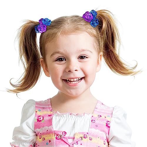 EXPRESSIONS Hairband 24-Piece Rose Twin Bead Ponytail Hair Elastics, Girls Value Pack | Fun Colorful Hair Ties & Accessories for Girls, Kids & Toddlers. No-Slip Hold. Cute Bobble Hair Bands - color: Rose