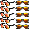 Eyegla Sunglasses Bulk Party Sunglasses Pack 80s Shades Eyewear Set for Men Women 8/10/20/30Pack - color: Black Frame+red Mirror Lens 10 Pack