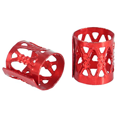 100PCS Braiding Beads Metal Cuffs,New Colorful Dreadlocks Beads Hair Braid Rings Clips Dread Locks, Rings Cuff Hair Decoration Braiding Filigree Tube Hair Jewelry (red) - color: red