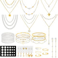 NEWITIN 69 Pieces Gold Jewelry Set for Women Fashion Costume Jewelry Gold Plated Necklace Bracelet Earrings Set for Women - color: Pearl Jewelry Set