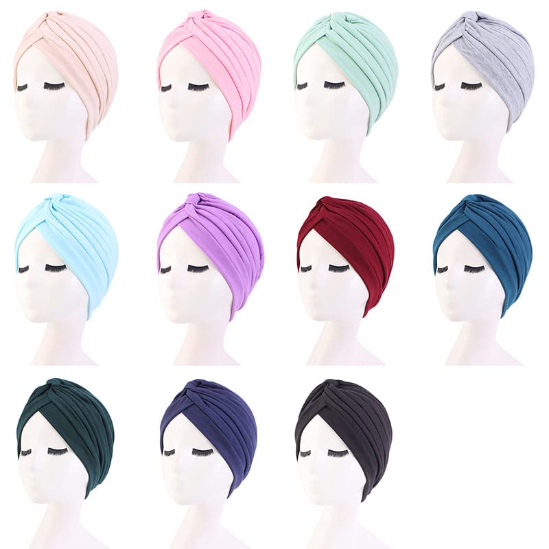 beauty YFJH Women's Cotton Turban Head Wrap Cancer Chemo Beanies Cap Headwear Cap Bonnet Hair Loss Hat - color: Purple