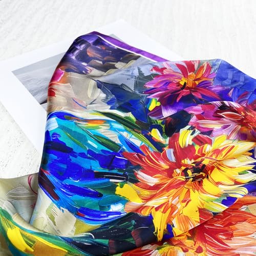 Women's Small 21 inch 100% Silk Scarf Bandana for Head Neck Hair | 100% Mulberry Silk Lightweight Designs Gift-Ready Packaging For Hair Fashion 21"x21" Printed - color: 108multicolor