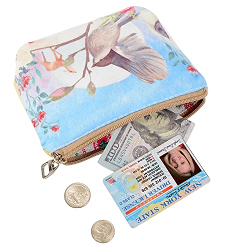 Women and Girls Cute Fashion Coin Purse Wallet Bag Change Pouch Key Holder - color: Birds