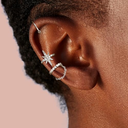 Dochais Ear Cuffs Non-Piercing Earrings for Women Cute Small Clip-On Cartilage Earring 14k Gold Plated Dainty Fake Piercings Earings - style: S4