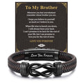 MEALGUET Men's Bracelets Gifts for Men - Brown Braided Leather Infinity Knot Bracelets Engraved Love Massage for Son Man Husband Boyfriend, Mens Bracelet Jewelry Gift for Birthday Valentine's - style: to my brother