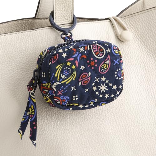Premium Cotton Zip Earbud Bag Charm - color: Starry Paisley