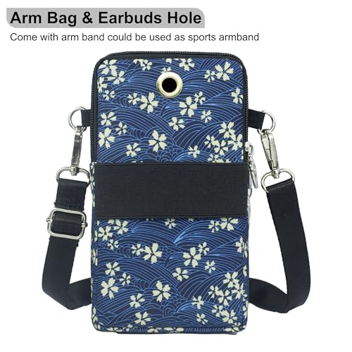 JANKS Small Crossbody Bag for Women - Mini Phone Purses with Crossbody Strap and Wallet - Nylon Arm Bag - color: B-white Flower