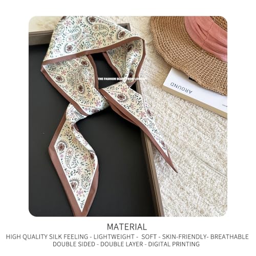 Hair Head Neck Bag Long Scarf Versatile Wrap for Women Soft & Lightweight for Everyday Chic - color: 43 Coffee Drop Shaped 3.7 X 38 Inch