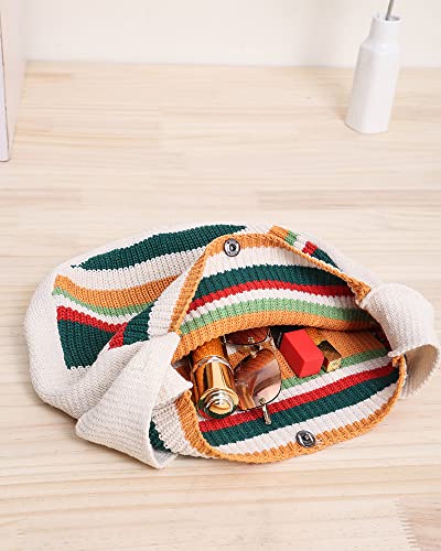 ENBEI Women's Crochet Tote Bag Knit Shoulder bag,Aesthetic Bag,Cute Eco-Friendly Tote for Travel,Daily Use,Gift Box Packaging - color: White-a