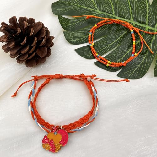 Beach Summer Ankle Bracelet for Women Handmade Braided Adjustable String Anklets Waterproof Surfer Bracelet - color: Turkey