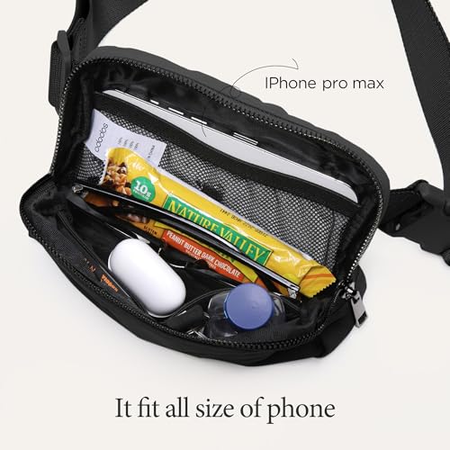 ODODOS Unisex Mini Belt Bag with Adjustable Strap Small Fanny Pack for Workout Running Traveling Hiking, Black - color: Black