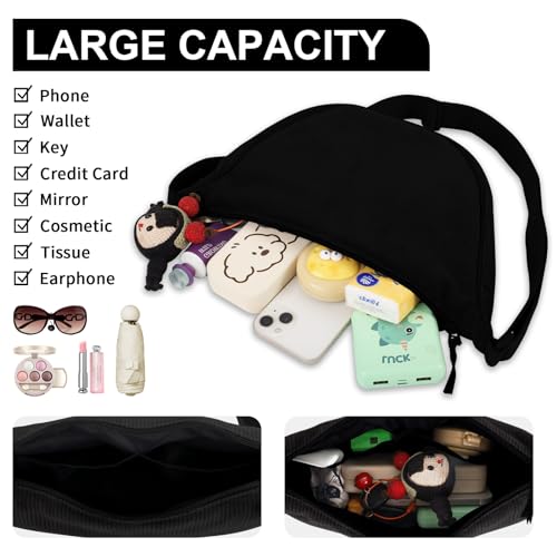 Nylon Crescent Crossbody Bag for Women Purses Trendy Men,Small Travel Sling Bag Hobo - color: Corduroy Black, size: Small
