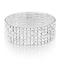 Zealmer Sparkle Multicolor Rhinestone Stackable Stretch Bracelets for Women - color: 6 Row Silver Bracelet