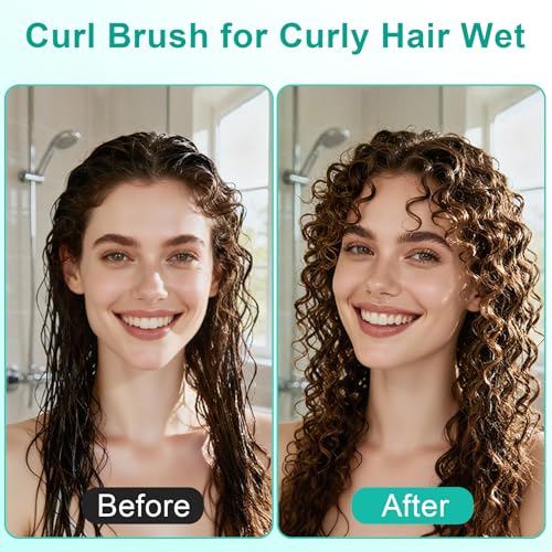 2-Pack Curly Hair Brush, Curl Defining Brush with Soft Boar Bristles Detangling Tangled Glides,Wide-Teeth Design Effortlessly Shaping & Defining Curls,Curling Definer for Wet & Dry Hair (Green Purple) - color: Green Purple