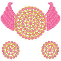 Aheli Pearl Diamond Choker Necklace & Round Earrings Gift for Women Indian Traditional Bollywood Fashion Bharatanatyam jewellery set - color: Pink
