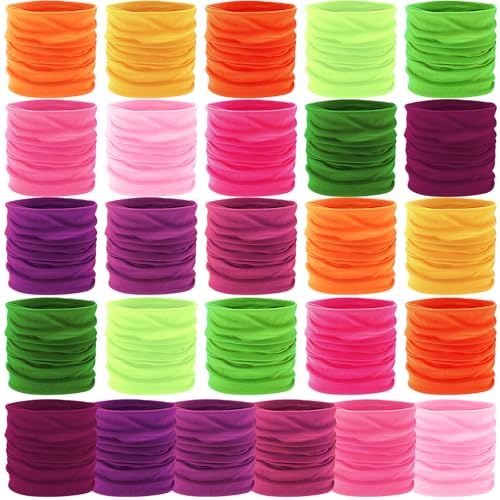 Jiuguva 26 Pcs Neck Gaiter Men Face Mask Headband Boho Head Wrap Headwear Bulk Hiking Seamless Neck Scarf Skull Bandana Women - color: Light Color, style: Basic Style