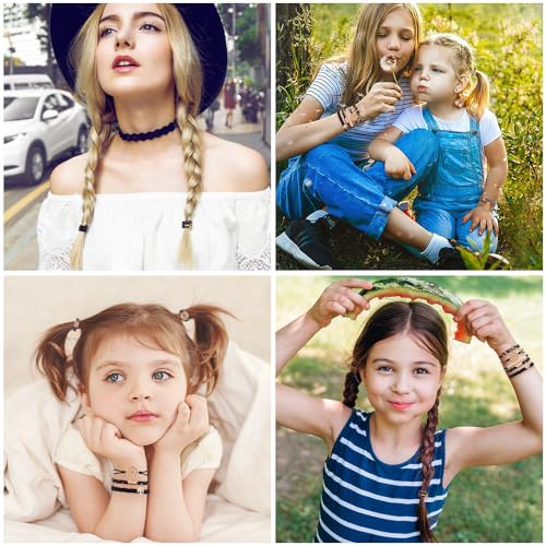 DIYDEC 10PCS Hair Ties Bracelet for Women 5 Styles Soft Braided Boho Hair Bands Elastic No Damage Hair Ties for Girls thick Thin Long Curly Hair Accessories(Black and Grey) - color: Black and Grey
