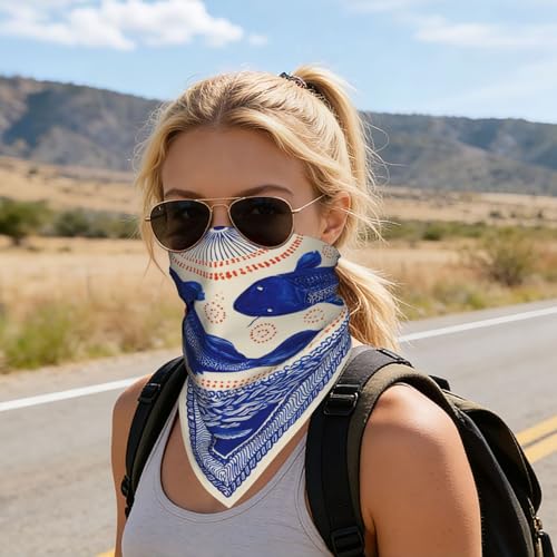 Head Scarf Hair Neck Scarves for Women Fashion Silk Satin Purse Bag Scarfs Handbags Bandana Neckerchief - color: Fish Beige Blue