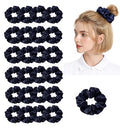 24Pack Satin Scrunchies For Women Silky Scrunchy Silk Hair Ties Ponytail Holder Hairs Bow Ropes Elastics Hairtie Accessories - color: Navy