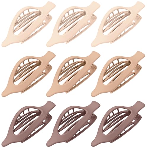 9 Pack Flat Hair Clips for Women, Matte Claw Clips for Thick & Thin Hair, Suitable for Driving (Beige,Light Beige,Taupe) - color: Beige/Light Beige/Taupe-Regular