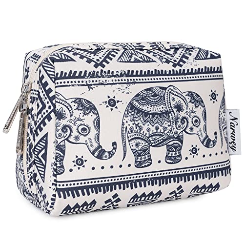 Narwey Small Makeup Bag for Purse Mini Cosmetic Bag Travel Makeup Pouch Zipper Pouch Cute Make up Bags with Compartments for Women Girls (Elephant, Small) - color: Elephant, style: Small