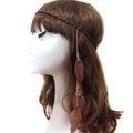 Women Lady Bohemian Tassels Hairband Headwear Hippie Feather Headband Hair Hoop Handmade Indian Fascinator Headband Hair Bands Headdress Hair Accessories (B#) - color: Coffee