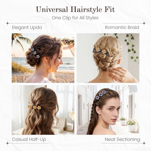 Sparkling Crystal Stone Braided Hair Clips, 2026 New Rhinestone Hair Clips Hair Braid Clips, Girls/Women Hair Accessories for Styling Sectioning (8#) - color: 8#
