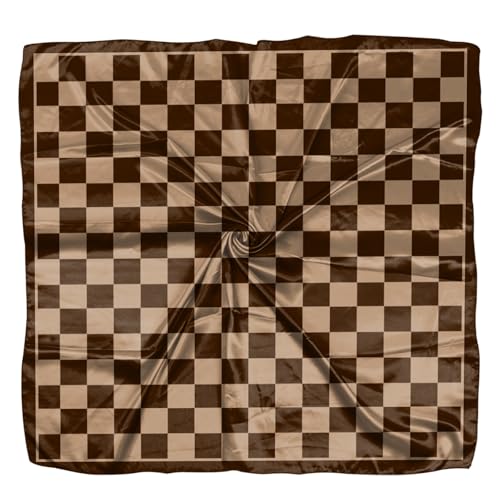 Scarf Silk Feeling Square Satin Head Hair Scarf Wrap 27.5 Inches Headwear Aesthetic Cute Decoration Women Girls - color: V-1-brown