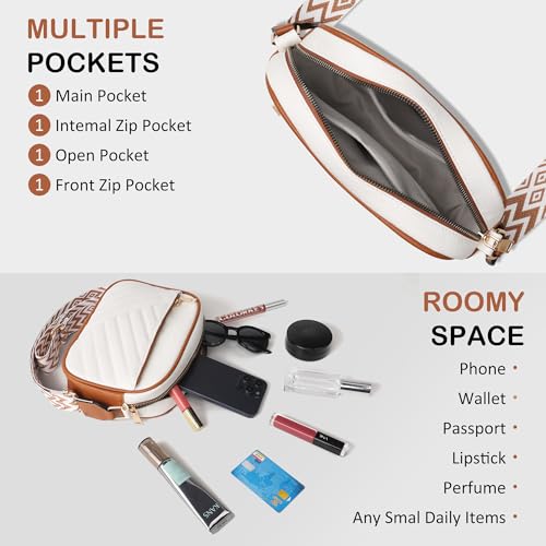 TANTOMI Small Crossbody Bags for Women Trendy, Cell Phone Purses Wallet with 4 Card Slots, Small Purses with Adjustable Strap - color: White/Light Brown