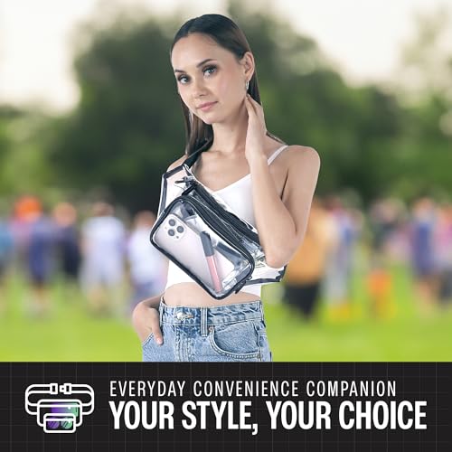Clear Fanny Pack Belt Bag – Stadium Approved Waist Pack for Men & Women, Crossbody Bum Bag for Travel, Hiking, Running - color: Clear
