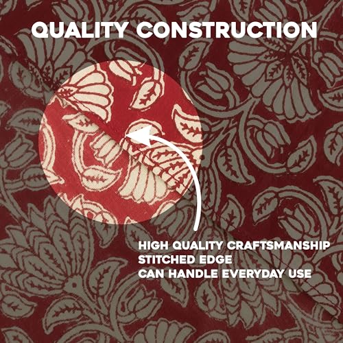 AVKA Studio 100% Cotton Bandanas for Women & Men, 2 Pack 20x20 Inch, 22x22 inch Hand Printed, Lightweight Cotton Handkerchief - color: Rust & Beige, size: 22 x 22 Inches Large