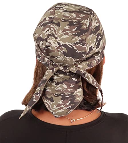 Sparkling EARTH - American Made Skull Caps Doo Rags Do Rag Durag Headwrap Head Wraps Skullies - Made in The USA! - color: Combat Camouflage - Green, Brown and Black