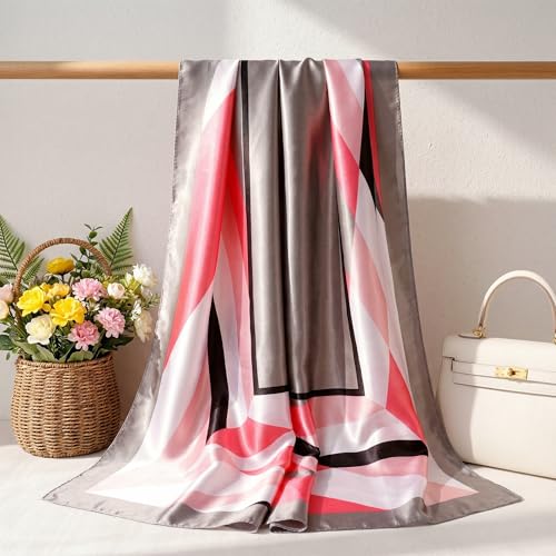 Pistha Head Scarf Bandana for Women, Satin Scarf for Hair, Large Square Silk Bandana Headscarf for Women and Men 35 Inch - style: Assorted C