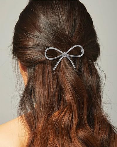 4Pcs Metal Hairpins with Chic Minimalist Bows - Simple and Stylish Hair Accessories Gift for Women and Girls - color: Gold and Silver