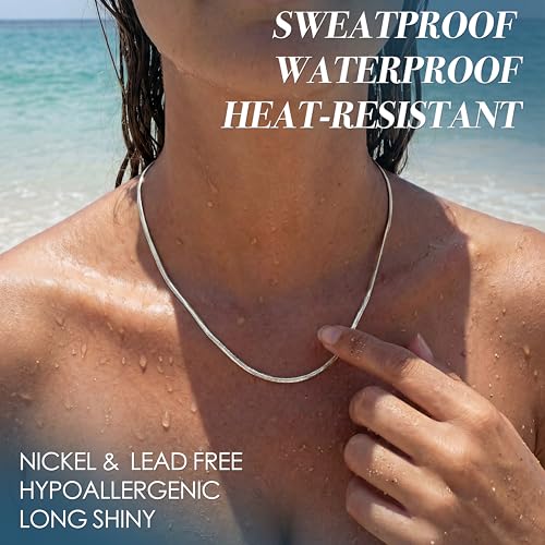 WomenGifts 14K Gold Silver Plated Herringbone Necklace for Women, Dainty Snake Chain Choker, Trendy Simple Long Layered Jewelry Non Tarnish, 3/4/5/8mm,14,16,18,20,22,24,26 Inch Thin & Chunky Options - color: Silver, style: 1.5mm-18inch