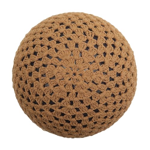 ZLYC Women Cotton Crochet Slouchy Beanie Hat Handmade Knit Summer Skull Cap - color: Colorful Flower Shiny Brown