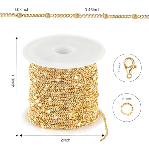 Kyutong 32.8 Feet/10M Gold Chains for Jewelry Making Twist Curb Necklace Chains Bulk Stainless Steel Jewelry Supplies for DIY Bracelet Ankle Earring - color: Gold Round