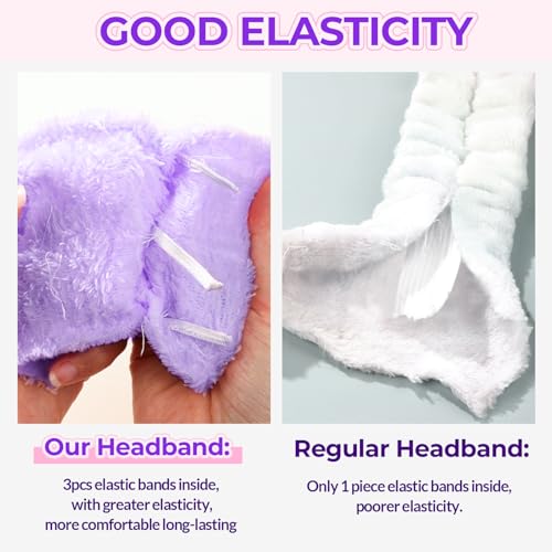 LEOBRO Spa Headbands, 6pcs Makeup Headbands and Hair Scrunchies for Washing Face for Teen Girls Women, Skincare, Easter Basket Valentines Gifts for Girls (Rose Red & Yellow & Purple) - color: Rose Red, Yellow, and Purple