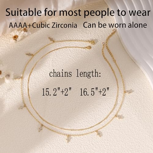 Layered Necklaces For Women,Dainty Gold Plated Necklace Stack Prom Layering Necklaces For Women Trendy Chain Cross Choker Necklace Set Fashion Accessories - color: cross+satellite