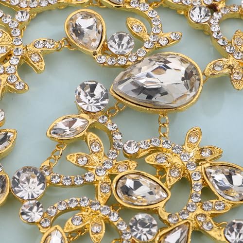 Denifery Rhinestones Finger Ring Bracelet Hand Chain Bracelets with Ring Slave Bracelets Boho Bangle Bracelets Wedding Hand Harness Hand Accessories for Women - color: Gold
