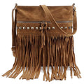 Hoce Women’s Leather Fringe Messenger Bag Large Hobo Crossbody Tassel Shoulder Bags, Gift for Mom Wife Girlfriend - color: E-brown