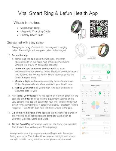 FREEZE2TRIM Vital Health Smart Ring for Women Rings for Men with Fitness, Sleep Monitor, Heart Rate, Activity Tracking, App (Size 10), Black - size: Size 10