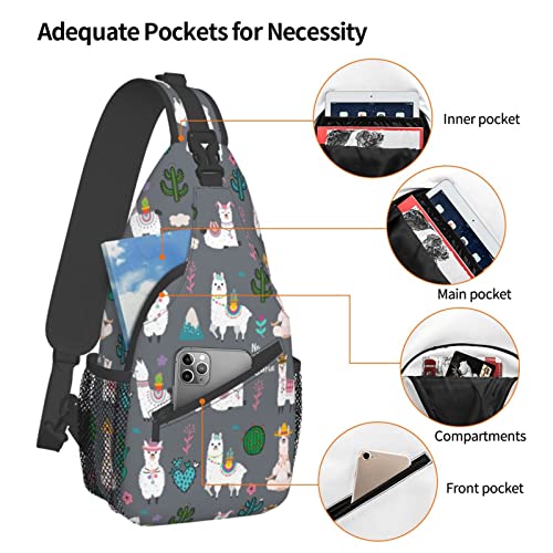 Sling Backpack For Men Hiking Daypack Crossbody Shoulder Bag Travel Chest Pack | Hiking - color: Cute Llama