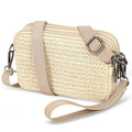 Small Wristlet Wallet for Women, 3-Zip Crossbody Phone Purse - color: Ivory/Pp Straw