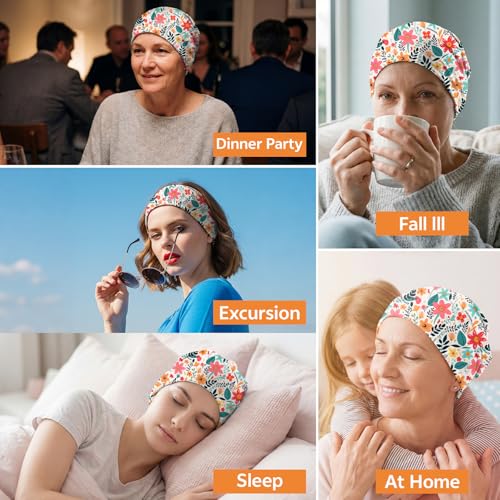 Chemo Caps Slouchy Beanie Hat Stretch Cancer Head Wraps Turban Sleep Headwear Scarf for Women Girls Men - color: I-6-red Flower
