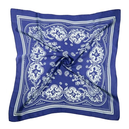 DOOBO Satin Head Scarf - 27.5 Inches Silk Bandana Hair Wrap Square Scarf for Women & Girls - color: Blue
