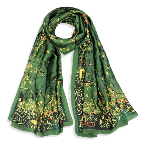 vimate 100% Large Silk Feeling Scarf-Women's Fashion Long Mulberry Silk Satin Neck Scarf Sunscreen Shawl Wrap Headscarf - color: Style 15